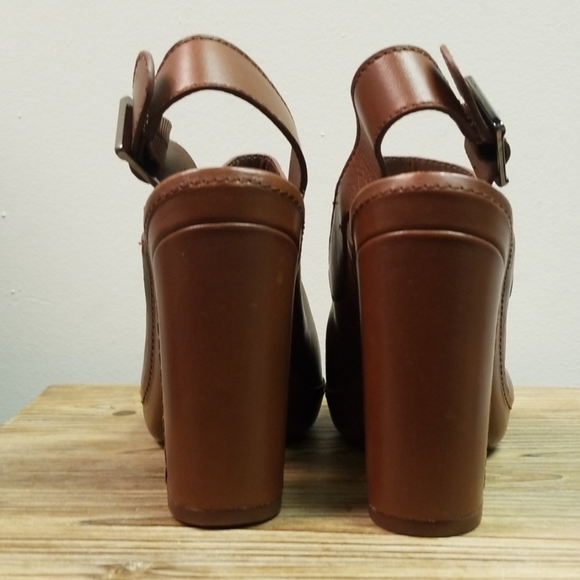 Vince Brown Leather Block Heel Mule Pumps - Picture 3 of 8